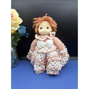Vintage Strawberry Shortcake Doll Toy Crochet Hand Knitted 12" Pink